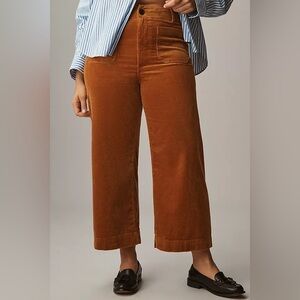 Anthropologie Maeve The Colette Wide Leg Cropped Corduroy 70s Retro Trousers.